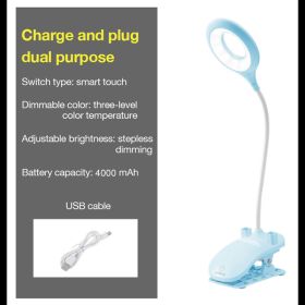 Rechargeable Reading And Eye Protection Desk Lamp (Option: Blue-4000mAh)