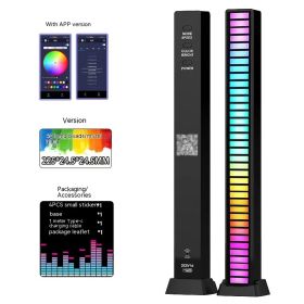 3D Double-sided Pickup Light RGB Voice Control Music Rhythm Lamp (Option: Rechargeable-40 Lamp Beads APP Metal Black)