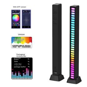 3D Double-sided Pickup Light RGB Voice Control Music Rhythm Lamp (Option: Rechargeable-32 Lamp Beads APP Black)