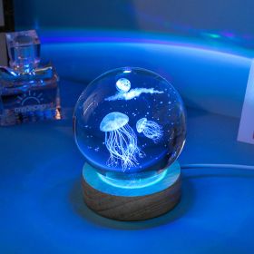 Crystal Ball Colorful Luminous Wooden Base (Option: Jellyfish-Ball Base)