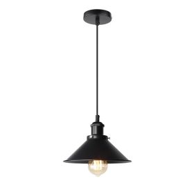 American Style Antique Iron Pot Cover Industrial Style Restaurant Chandelier (Option: Black 22cm-1PCS)