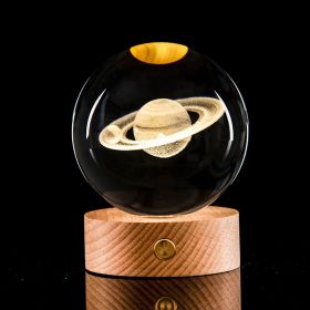 Luminous Galaxy Crystal Ball Decoration 3D Laser Inner Carving (Option: Saturn-6cm Crystal Ball Base)