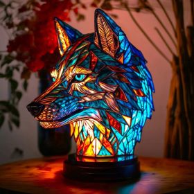 Magic Strange Animal Image Sculpture Colorful Light Ornaments (Option: Magic Wolf Head-Small Size 15cm)