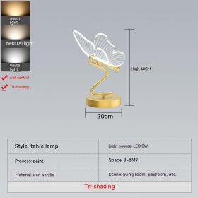 Modern Light Luxury Creative Bedside-use Butterfly Decorative Table Lamp (Option: Gold-Table Lamp 20CM Three Colors)