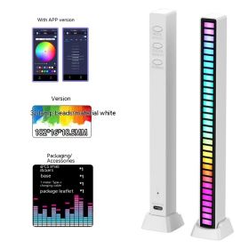 3D Double-sided Pickup Light RGB Voice Control Music Rhythm Lamp (Option: Rechargeable-32 Lamp Beads APP White)