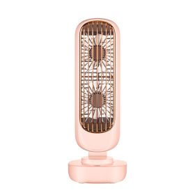 New Double-leaf Tower Fan Office Desktop Small Fan Spot Cross-border Vertical Portable Rechargeable Usb Electric Fan (Option: Pink-USB)