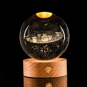 Luminous Galaxy Crystal Ball Decoration 3D Laser Inner Carving (Option: Solar System-6cm Crystal Ball Base)