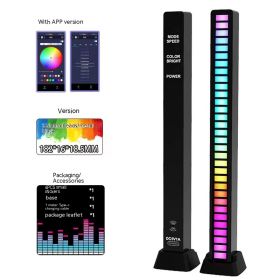 3D Double-sided Pickup Light RGB Voice Control Music Rhythm Lamp (Option: Rechargeable-32 Lamp Beads APP Metal Black)