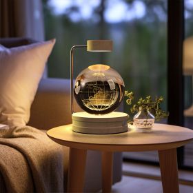 Crystal Ball Cosmic Dinosaur Indoor Night Light USB Power Warm Bedside Light Birthday Gift Night Lamp (Option: Earth-Light wood)