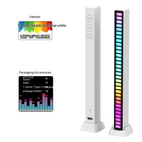 3D Double-sided Pickup Light RGB Voice Control Music Rhythm Lamp (Option: Rechargeable-16 Lamp Beads White)