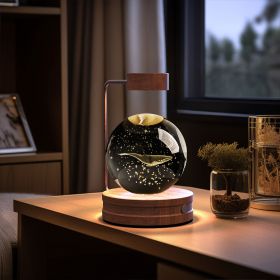 Crystal Ball Cosmic Dinosaur Indoor Night Light USB Power Warm Bedside Light Birthday Gift Night Lamp (Option: Whales-Dark wood)