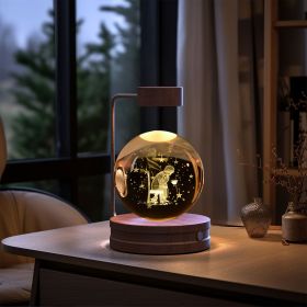 Crystal Ball Cosmic Dinosaur Indoor Night Light USB Power Warm Bedside Light Birthday Gift Night Lamp (Option: Little Prince and the Rose-Dark wood)