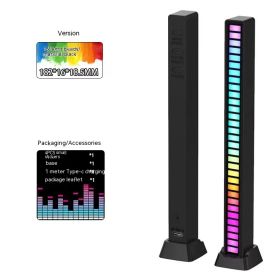 3D Double-sided Pickup Light RGB Voice Control Music Rhythm Lamp (Option: Rechargeable-16 Lamp Beads Black)