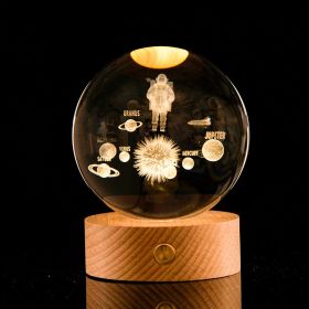 Luminous Galaxy Crystal Ball Decoration 3D Laser Inner Carving (Option: Astronaut-6cm Crystal Ball Base)