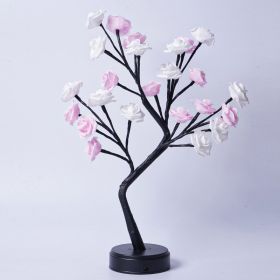 Table Lamp Flower Tree Rose Lamps Fairy Desk Night Lights USB Operated Gifts For Wedding Valentine Christmas Decoration (Option: White Pink Rose-Usb Plug In)