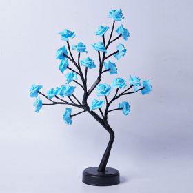 Table Lamp Flower Tree Rose Lamps Fairy Desk Night Lights USB Operated Gifts For Wedding Valentine Christmas Decoration (Option: Blue Rose-Usb Plug In)