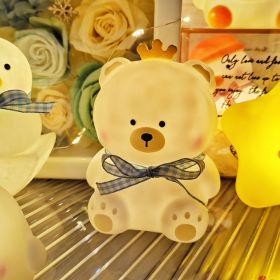 Cartoon Luminous Toy Children Cute Led Small Night Lamp (Option: Nini Bear White Blue Ribbon)