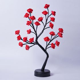 Table Lamp Flower Tree Rose Lamps Fairy Desk Night Lights USB Operated Gifts For Wedding Valentine Christmas Decoration (Option: Red Rose-Usb Plug In)