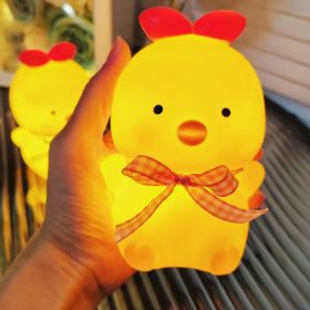 Cartoon Luminous Toy Children Cute Led Small Night Lamp (Option: Meow Chicken Pink Large)