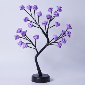 Table Lamp Flower Tree Rose Lamps Fairy Desk Night Lights USB Operated Gifts For Wedding Valentine Christmas Decoration (Option: Purple Rose-Usb Plug In)