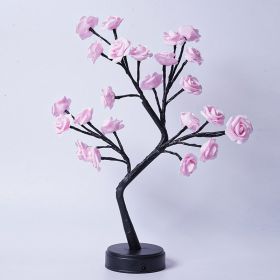 Table Lamp Flower Tree Rose Lamps Fairy Desk Night Lights USB Operated Gifts For Wedding Valentine Christmas Decoration (Option: Pink Roses-Usb Plug In)