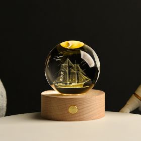 Luminous Galaxy Crystal Ball Decoration 3D Laser Inner Carving (Option: Smooth sailing-6cm Crystal Ball Base)