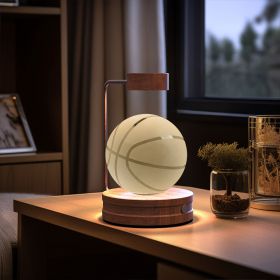 Crystal Ball Cosmic Dinosaur Indoor Night Light USB Power Warm Bedside Light Birthday Gift Night Lamp (Option: Basketball-Dark wood)