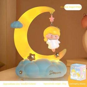 Good Night Little Angel Night Light Stars Moon (Option: Boys Angel)