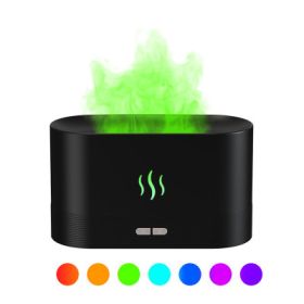 2022 Best Selling USB Ultrasonic Flame Humidifier Led RGB Colorful Essential Oil Fire Flame Aroma Diffuser (Color: Black)