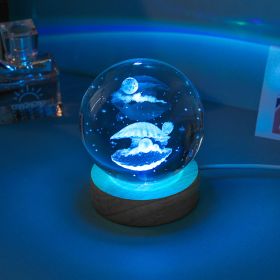 Crystal Ball Colorful Luminous Wooden Base (Option: Shell-Ball Base)