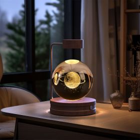 Crystal Ball Cosmic Dinosaur Indoor Night Light USB Power Warm Bedside Light Birthday Gift Night Lamp (Option: Strolling in Space-Dark wood)