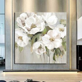 Hand Painted Oil Painting Wall Art Flower Modern Abstract Living Room Hallway Bedroom Luxurious Decorative Painting (size: 100x100cm)