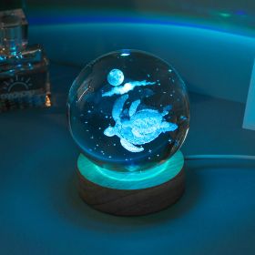 Crystal Ball Colorful Luminous Wooden Base (Option: Sea Turtle-Ball Base)