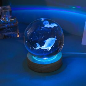 Crystal Ball Colorful Luminous Wooden Base (Option: Dolphin-Ball Base)