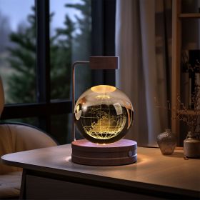 Crystal Ball Cosmic Dinosaur Indoor Night Light USB Power Warm Bedside Light Birthday Gift Night Lamp (Option: Earth-Dark wood)