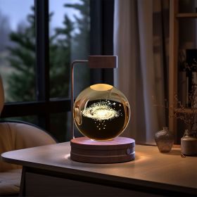 Crystal Ball Cosmic Dinosaur Indoor Night Light USB Power Warm Bedside Light Birthday Gift Night Lamp (Option: Galaxy-Dark wood)