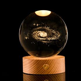 Luminous Galaxy Crystal Ball Decoration 3D Laser Inner Carving (Option: Galaxy-8cm Crystal Ball Base)